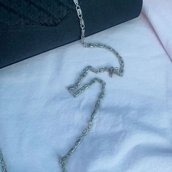 Black Evening Bag Purse Small Clutch Chain Strap​​​​​ - Picture 10 of 10